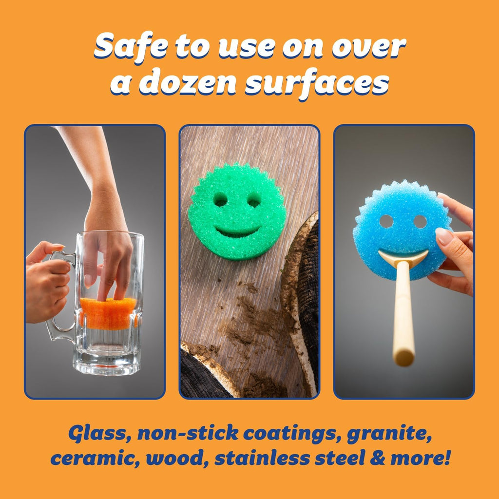 Scrub Daddy 6 Kitchen Sponges & 1 Daddy Caddy Dish Sponge Holder - BPA Free & Made with Polymer Foam - Stain & Odor Resistant, Scratch-Free Multipurpose Scrubbers