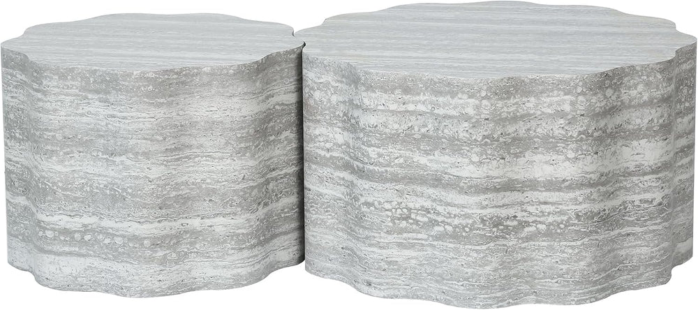 23.6''+26.7'' Set of 2 Faux Mars Pattern Round Coffee Tables,...
