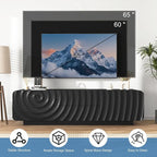 58'' Modern Spiral Wave TV Stand for 65 Inch TV, Media Console with Storage Cabinet & 2 Drawers, Rounded Corner Entertainment Center for Living Room Bedroom (Black)