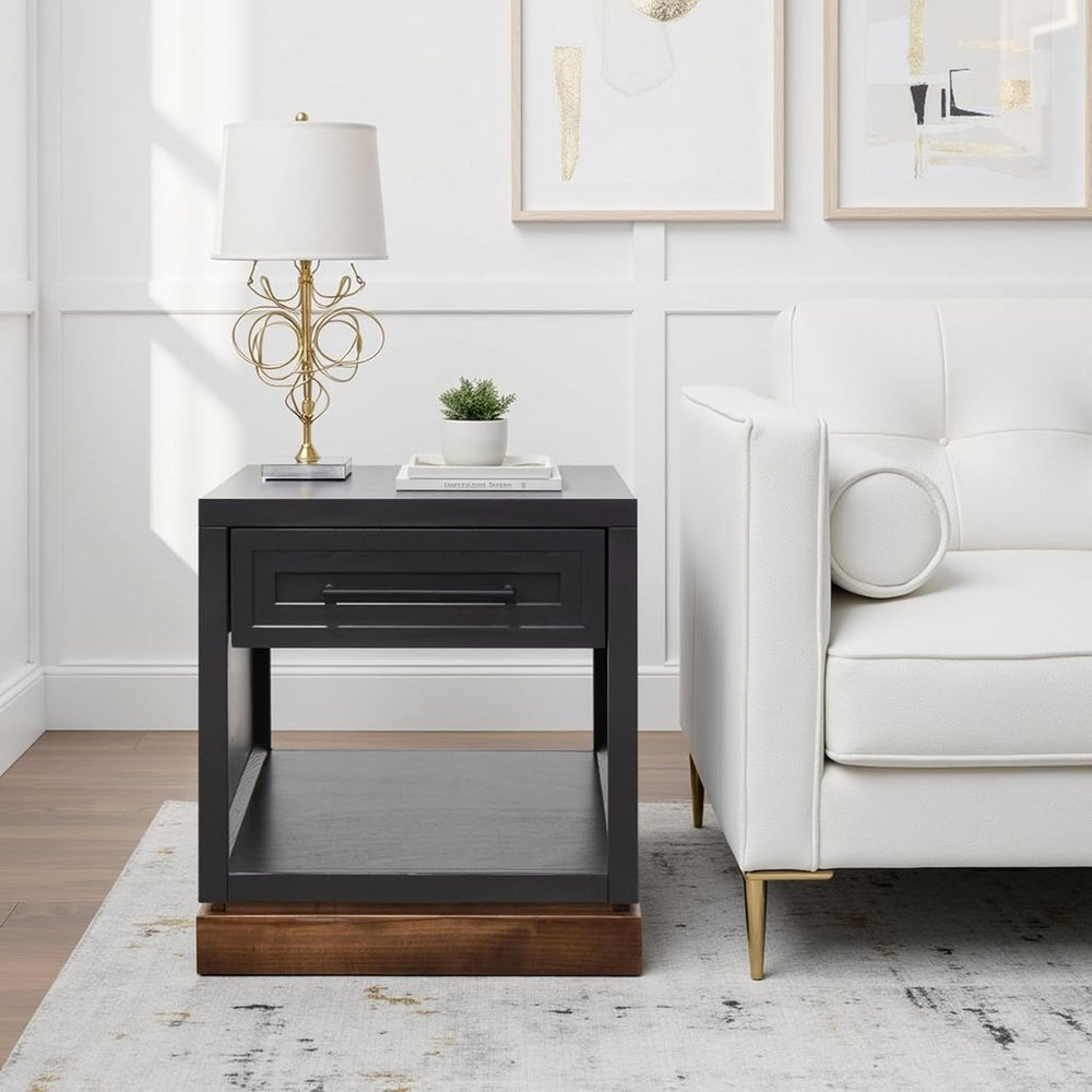 Bridgevine Home Nora Farmhouse Side Table with Drawer & Shelf, 22" E...