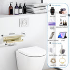 LANC Double Toilet Paper Holder with Shelf, Brushed Gold Commercial Roll Tissue Dispenser with Phone Shelf for Bathroom Wall Mounted or 3M Self-Adhesive Stainless Steel Storage, A8377BG