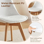 Dining Chairs Set of 8, Modern Upholstered Dining Room Chairs with PU Leather Padded Seat, Armless Kitchen Chairs with Curved Backrest and Solid Wood Legs for Dining Room, Kitchen, Apartment, White