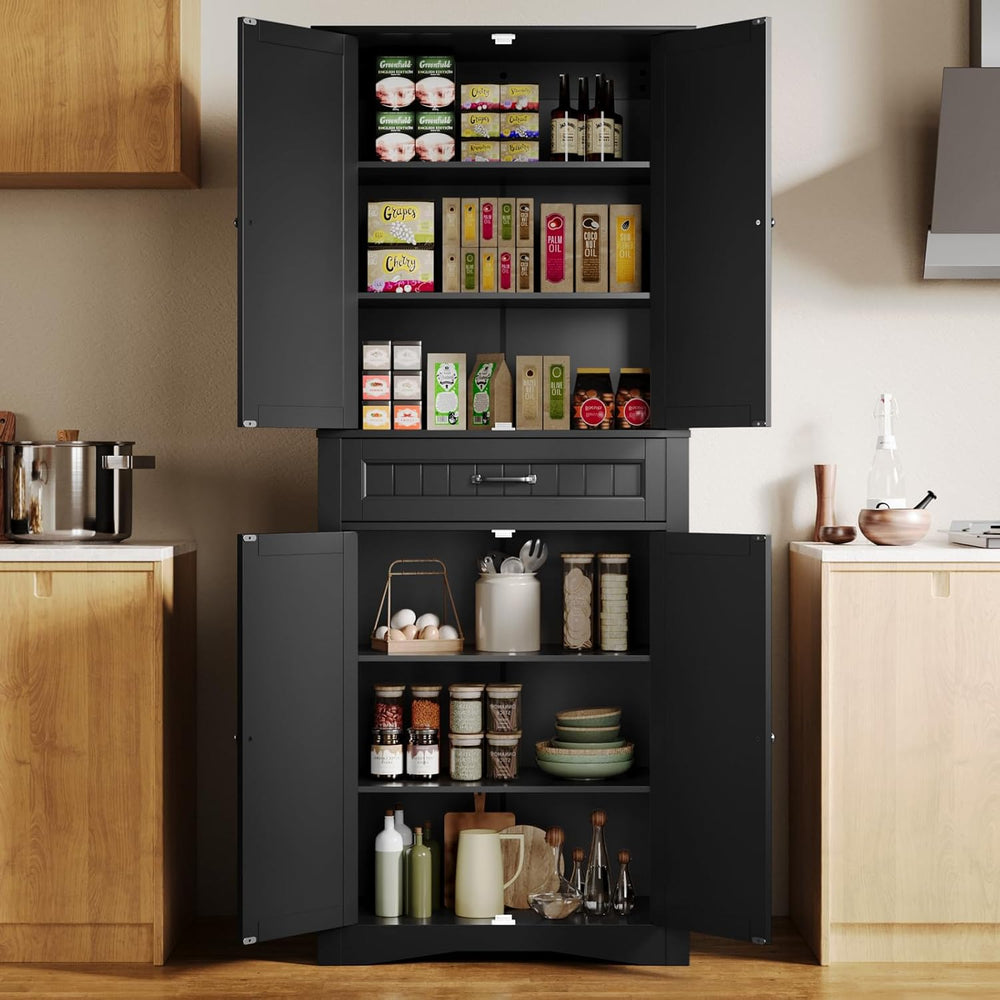 Gizoon 71'' Kitchen Pantry Storage Cabinet, Freestanding Pantry Organ...