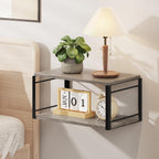 Floating Nightstand, Wood Bedside Shelf Wall Mounted Nightstand, Floating Bedside Table Wall Shelf for Bedroom, Living Room, Bathroom, Kitchen, Office (Vintage Gray)