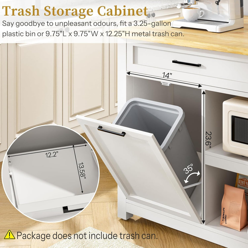 DynJest Kitchen Island with Storage and Seating Include 2 Bar Stools, White |...