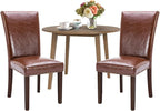 COLAMY 3-Piece Extendable Dining Table Set for 2, 36" Kitchen Round Wood Table with 2 Nailhead Dining Room Chairs,Light Brown/Light Brown