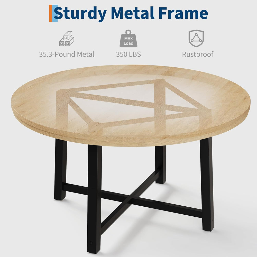 IDEALHOUSE 47" Round Dining Table for 4, Kitchen Dining Room Table with ...