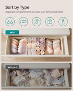 SONGMICS Drawer Organizer, Dresser Drawer Organizers, Set of 6, Foldable Fabric Storage Bins for Socks, Underwear, Bras, Ties, Scarves, Surmmer Sand URDZ006Y01