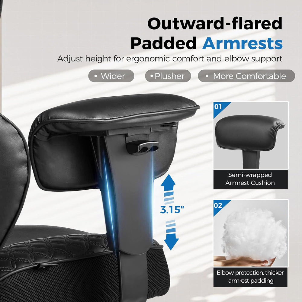 COMHOMA Big and Tall Gaming Chair with Footrest Ergonomic Office Chair
