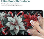 Christmas Flowers Gaming Mouse Pad 35.4"x15.7"Desk Mat Anti-Slip Rubber Base & Durable Stitched Edges for Gamers Smooth Mouse Writing Surface for Desk Office/Home
