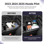 Center Console Organizer Compatible with 2023 2024 2025 Honda Pilot & 2024 2025 Ridgeline & 2024 2025 2026 Honda Passport Accessories Armrest Console Organizer Armrest Organizer Insert Tray (Black B)