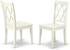 East West Furniture HBCL3-LWH-W 3 Piece Dinette Set for Small Spaces Contains a Round Dining Table with Pedestal and 2 Dining Chairs, 42x42 Inch, Linen White