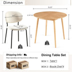 35'' Round Dining Table Set for 4 with Chairs, Mid Century Modern Round Kitchen Table and Chairs Set for Small Space, Compact Dining Table for Apartment Breakfast Nook - White