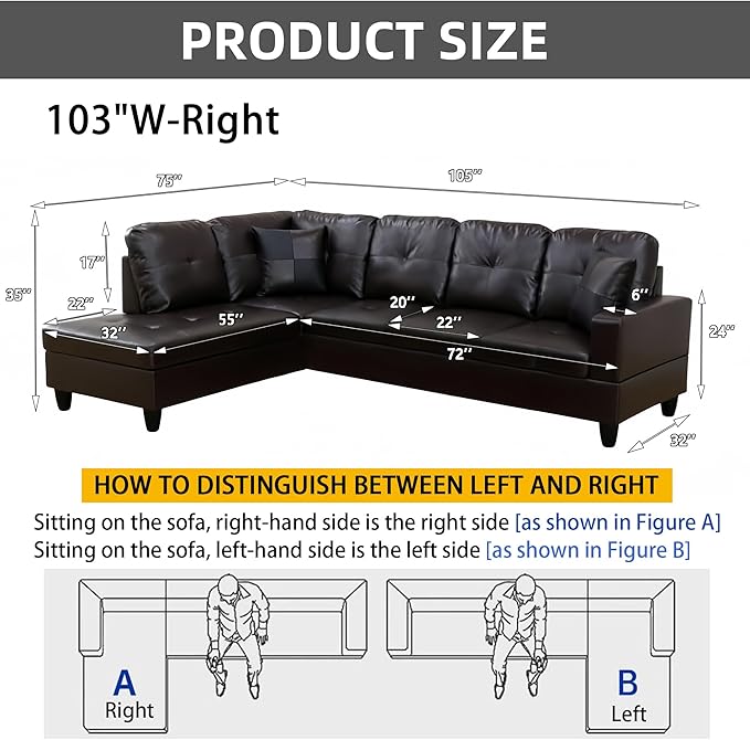 L-Shaped Combination Sofa Set, Luxurious Synthetic Leather Living Room Sofa, Suitable for Living Rooms, Bedrooms, Apartments, and Offices