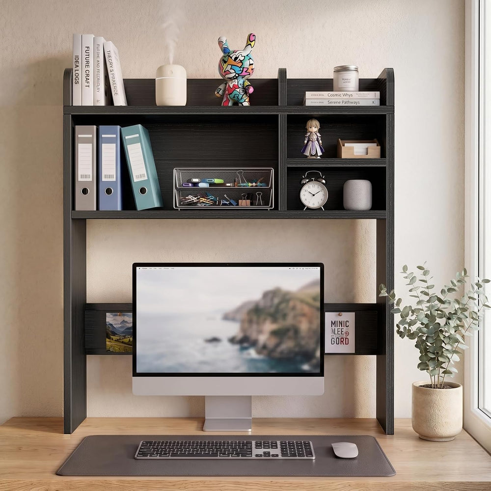 30" Black Desk Hutch Dorm Top Only with Sheves Felt Board for College