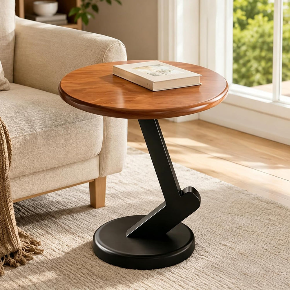 15.75 inch Solid Wood End Table, Round Size Table for Living Room | Sofa Side...