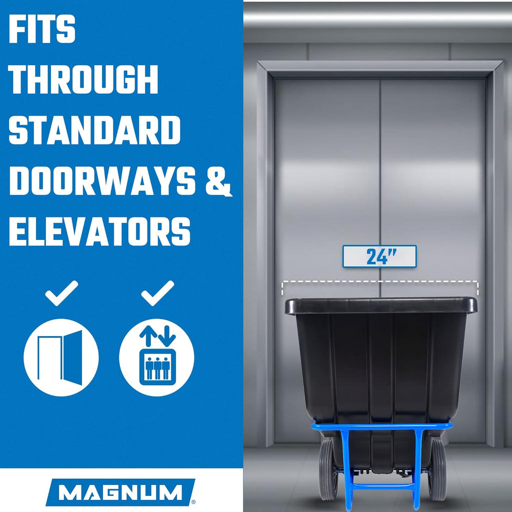 Tilt Truck, 1/2 Cu. Yd. Capacity Dump Cart with Non-Marking 12” Wheels & 5” Casters & Forklift-able Frame for Jobsites, 850 lbs, Trash Cart with Wheels DUC12T-F-NM