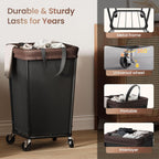 160L Laundry Basket with Wheels, 2-section Rolling Laundry Basket, Large Laundry Hamper with Wheels, Rolling Laundry Hamper Clothes Hamper for Home, Bathrooms and Dorm(Black)
