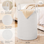 Laundry Basket,Woven Cotton Rope Laundry Hamper,80L for Decorative Storage of Dirty Clothes,Toys and Blankets in Bathroom,Baby Room and Living Room
