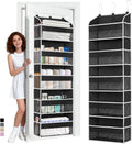 Over The Door Organizer-5 Layers Large Pockets, Heavy Duty Door Organizer Hanging Storage, 10 Mesh Side Pockets & Clear Window for Bedroom, Bathroom,Kitchen,Nursery, Pantry,Dorm Holds Shoes(Black)