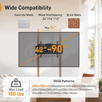 Perlegear Full Motion TV Wall Mount with Power Strip for 42–90 Inch TVs up to 150 lbs, Pre-Assembled TV Mount Has Smooth Swivel, Tilt, Extension, Max VESA 600x400mm, 12“/16”/24” Wood Studs, PGLF11
