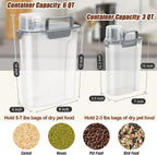 TBMax Dog Food Storage Containers 2 Pack 8 to 10 Lbs, Airtight Pet Food Container Dispenser with Large Spout & Portable Handle, Travel Dog Treat Cat Food Storage Bin Bird Seed Container -Dark Grey