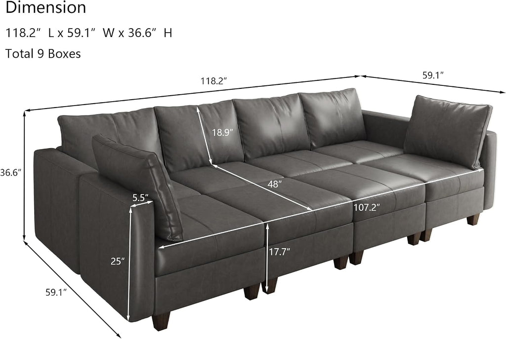 EASE MOOSE Modular Sectional Sofa Sleeper Couch with Storage,Faux Leather Large Moduar Sleeper Sofa Sectional Sofa Bed Modular Couch for Living Room