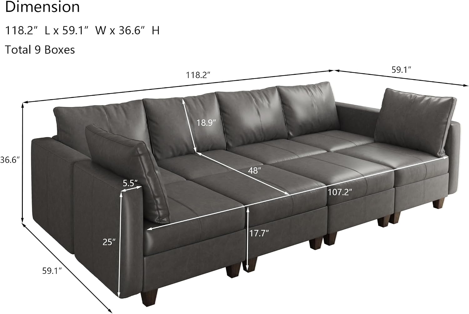 EASE MOOSE Modular Sectional Sofa Sleeper Couch with Storage,Faux Leather Large Moduar Sleeper Sofa Sectional Sofa Bed Modular Couch for Living Room