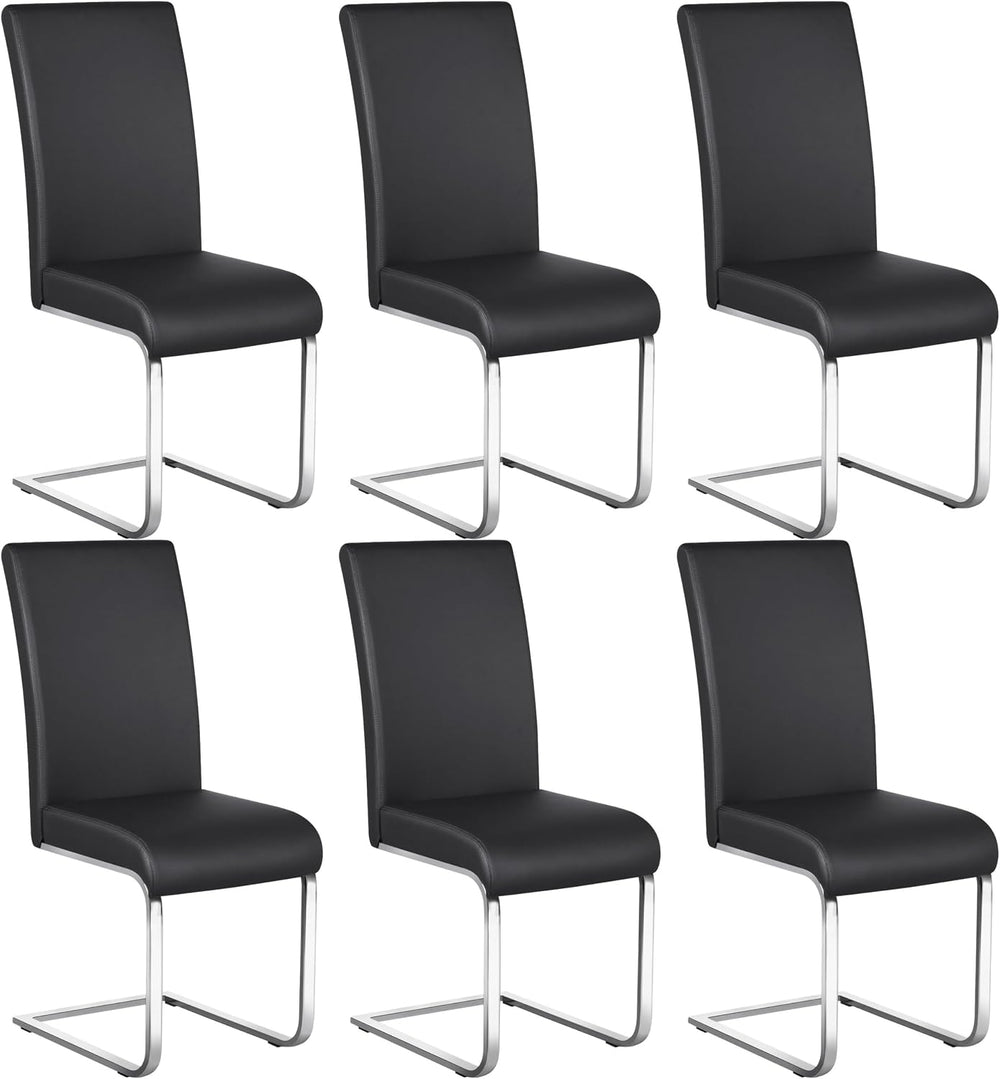 Yaheetech Dining Chairs Set of 6 High Back Modern Kitchen Chairs Black