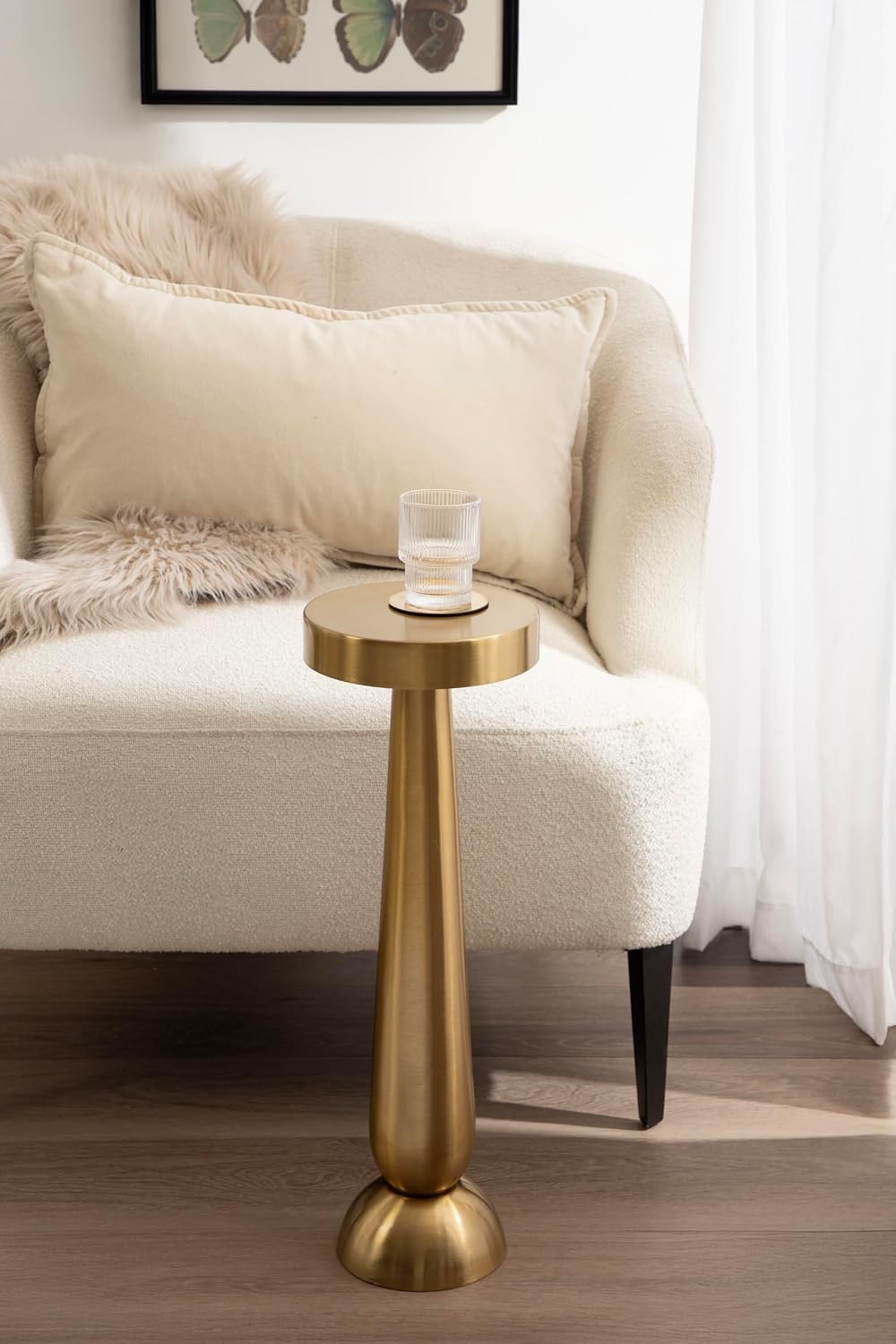 Kate and Laurel Saxena Modern Round Metal Drink Table, 8 x 8 x 24, Gold, Meta...