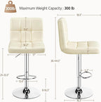 Yaheetech Bar Stools Set of 2, Adjustable PU Leather Swivel Barstools, Modern Counter Height Stools with Back and Footrest for Bar, Kitchen, Dining Room, Beige