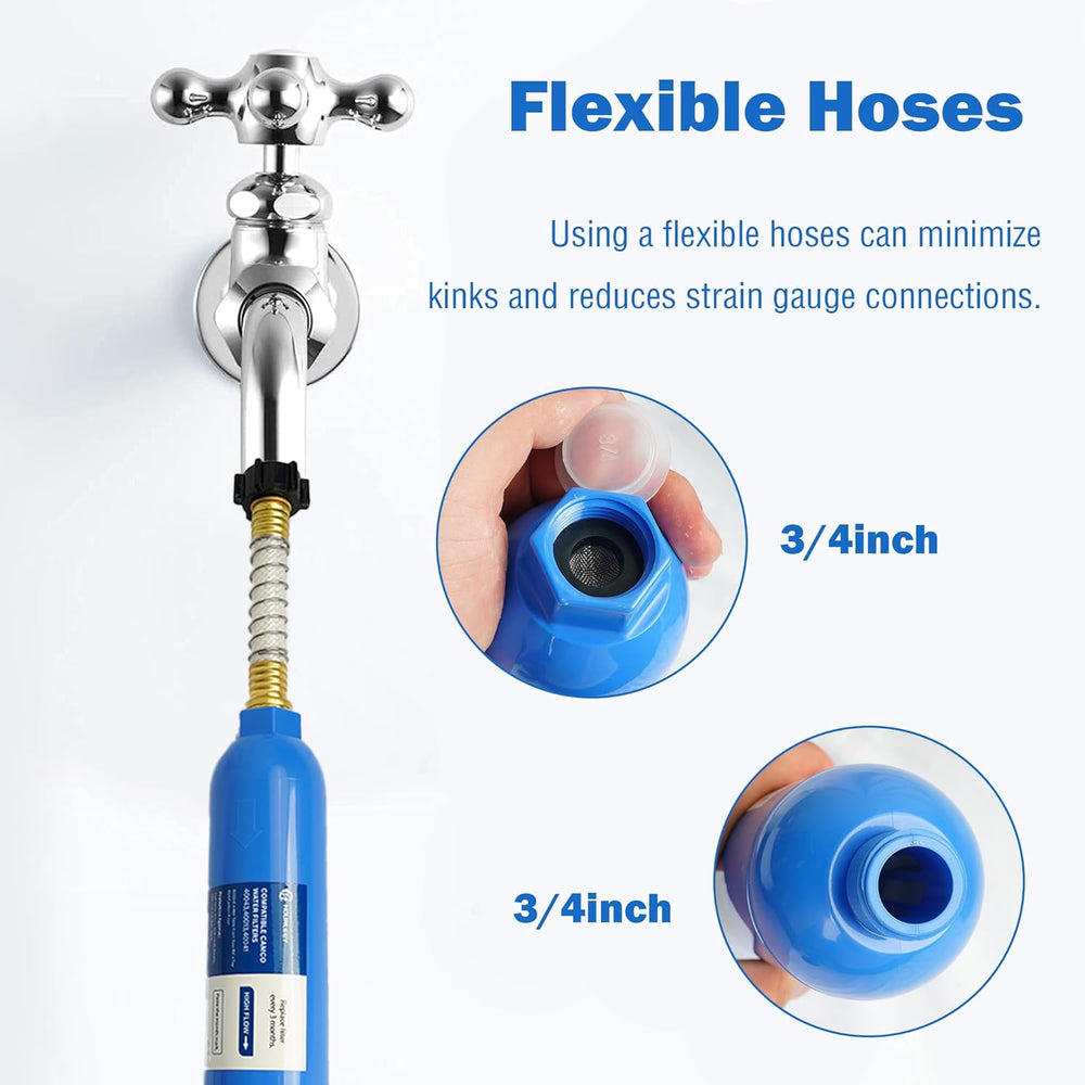 Hourleey 2 Pack RV Inline Water Filter with 2 Flexible Hose Protector, Reduce...