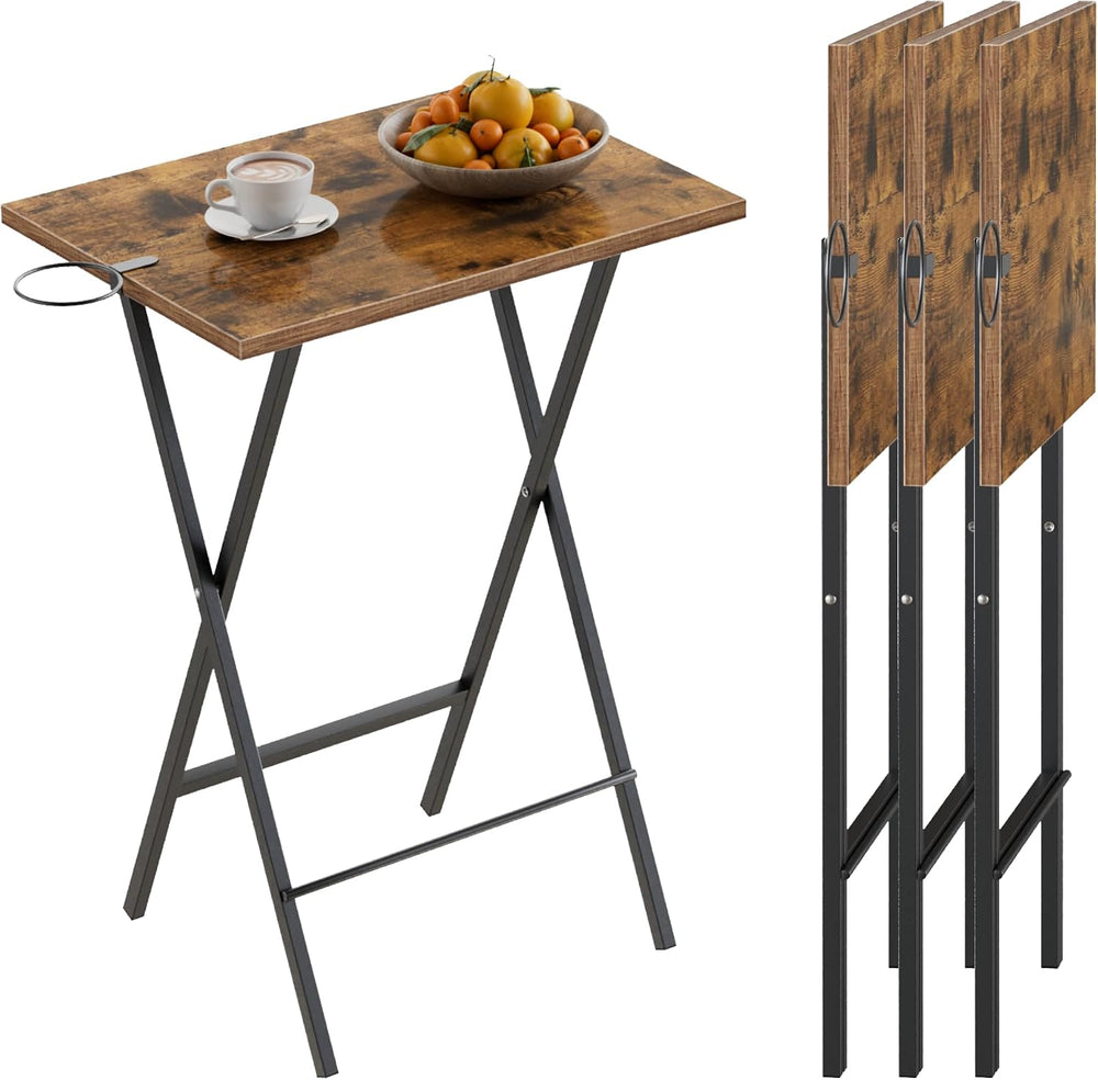 VECELO Folding TV Tray for Eating Set of 4, Portable Dinner/Snack Table with ...