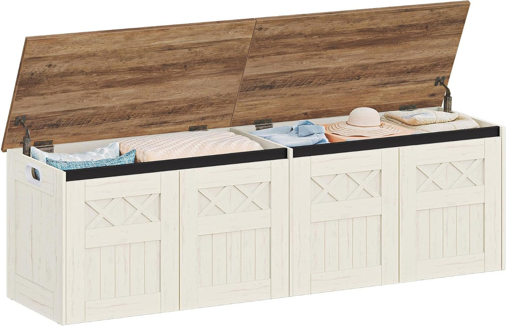 Hzuaneri 59" Farmhouse Storage Chest and Bench | 70 Gal | 330lb Seat