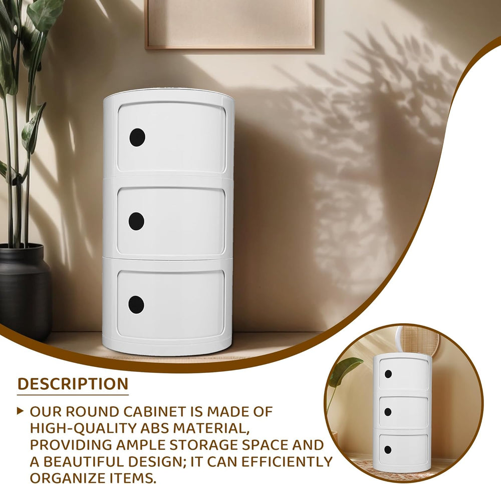 3 Tier Round with Storage, Modern Style Side Table, Multifunctional End Table...