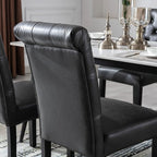 Farmhouse Dining Chairs Set of 4, PU Leather Kitchen Chairs, Modern Upholstered Accent Chair Solid Wood Parsons Chairs for Home/Living Room/Bedroom/Resturant, Black
