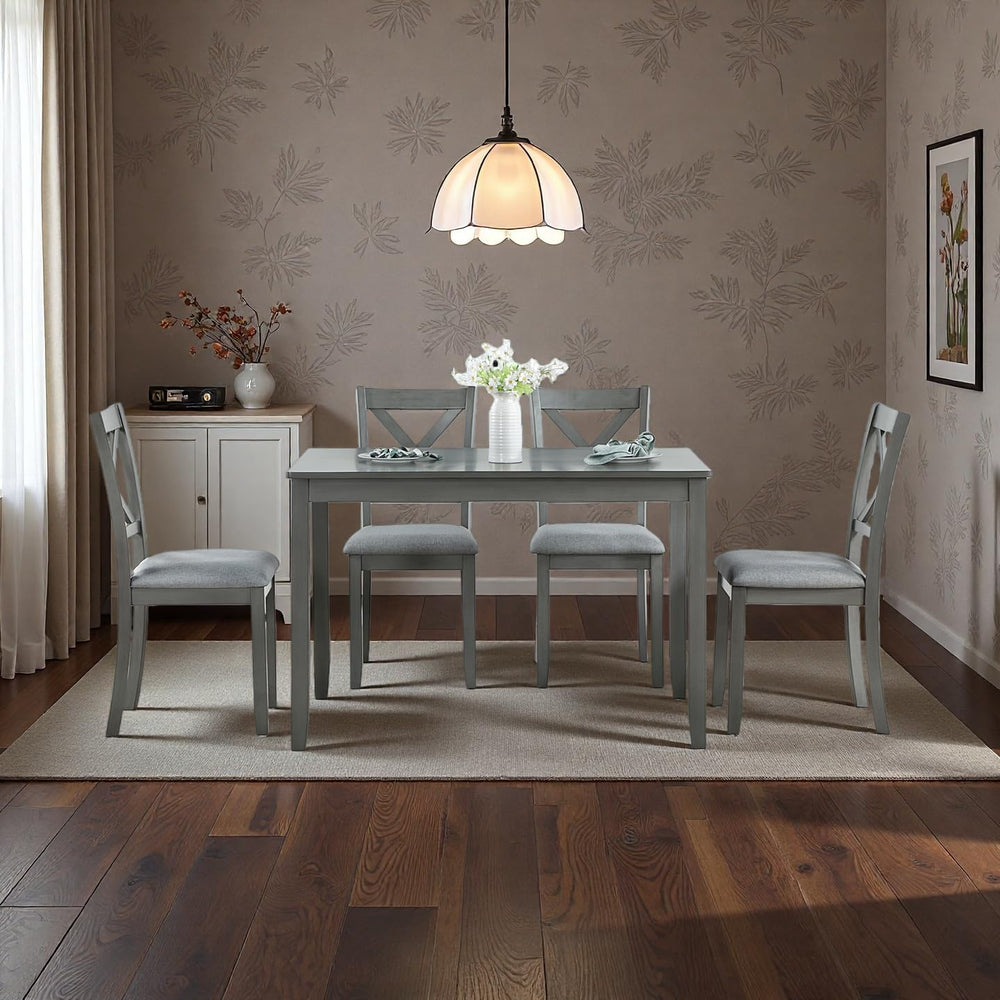 RuiSiSi 5 Piece Dining Table Set for 4, Farmhouse Kitchen Table with 4 Padded...