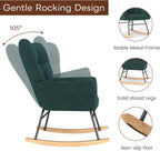 Nursery Rocking Chair, Rocking Chairs for Nursery, Green | Glider Rocker, Anti-Tip Safety Design, 440 Lb Weight Capacity, Cotton Fabric Cover, Padded Seat, for Living Room Bedroom