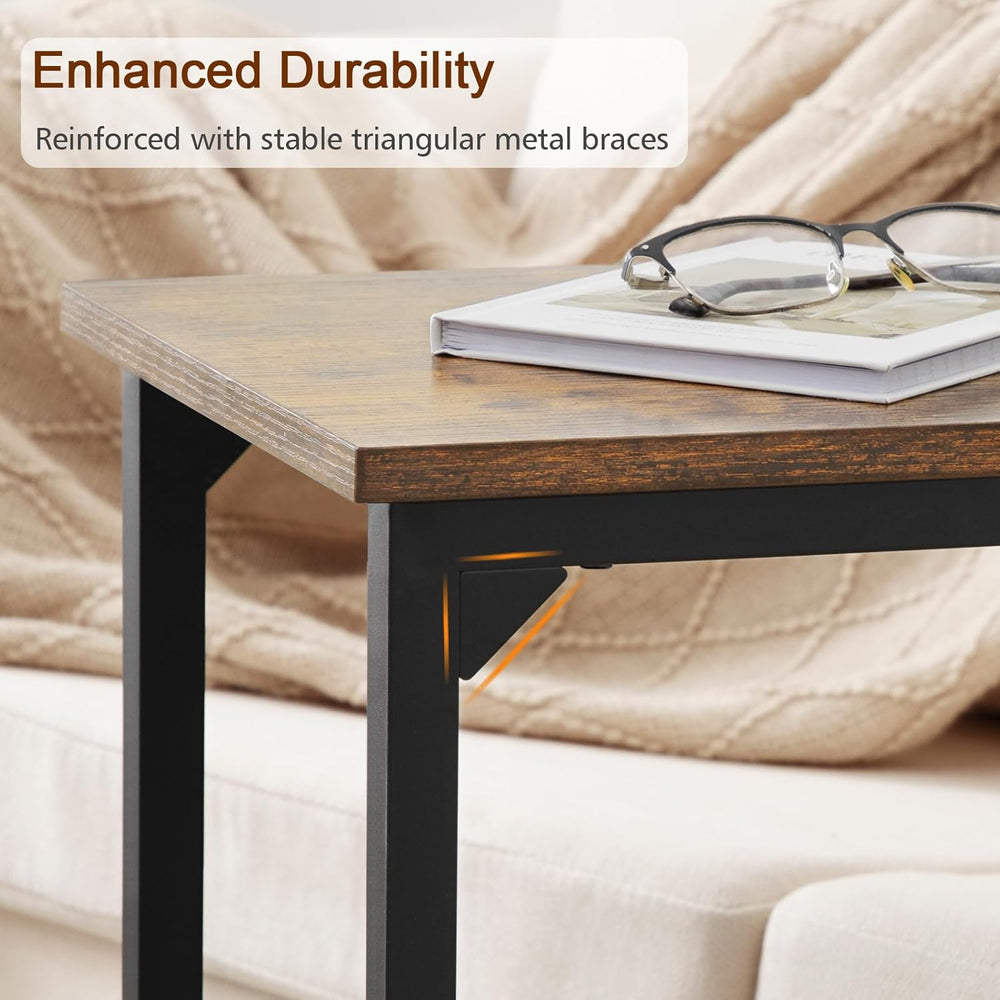 AMHANCIBLE C Shaped End Table Set of 2, Couch Side Table that Slide Under Sof...