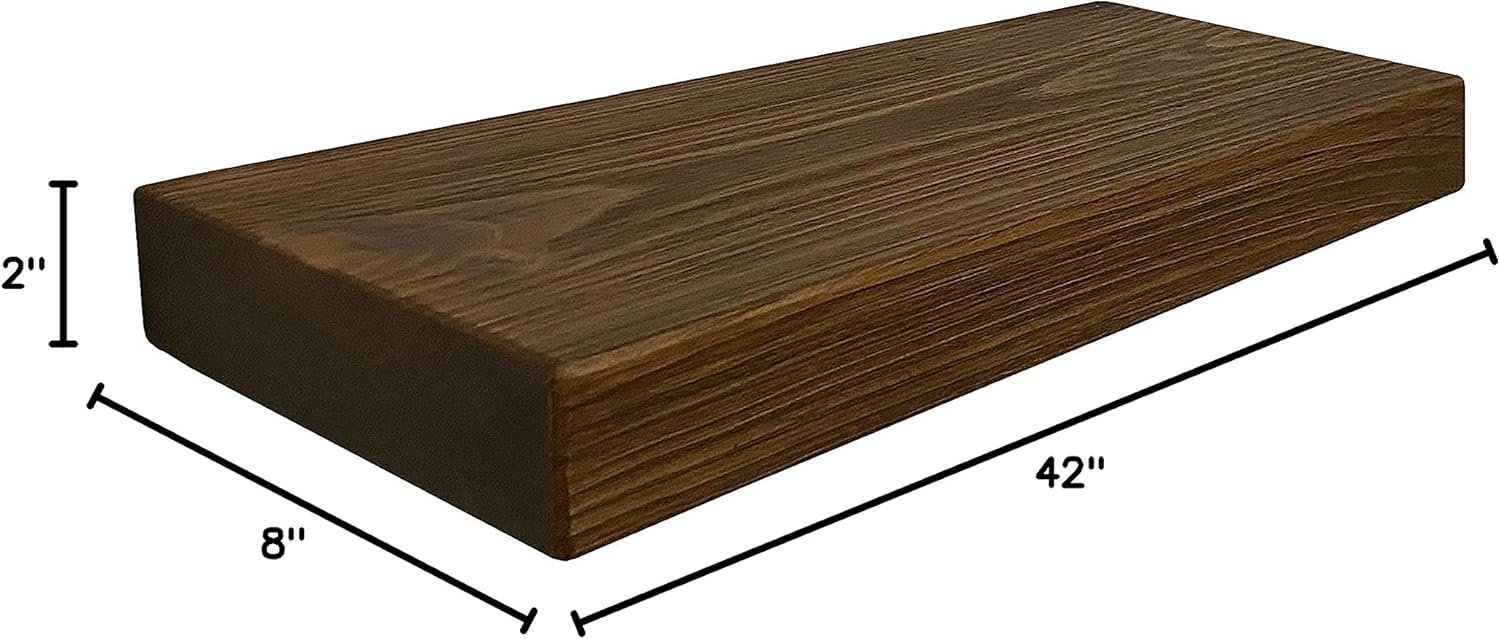 joelsantiques - 18 Inch Wooden Floating Shelves for Wall - 18x8x2 in - Made of Natural Wood - Heavy Duty Rustic Wall Shelves for Bedroom - Perfect for Living Room, Kitchen - Medium Brown