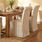 Upholstered Parsons Dining Chairs Set of 6 Slipcoverd Linen Fabric Kitchen Chairs with Removable Skirt, High Back Side Chairs with Solid Wood Legs for Dining/Living Room, Banquet, Khaki