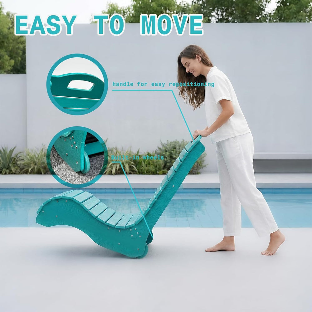 Pool Lounge Chair, S Shape HDPE in-Pool Chaise with Wheels, Patio Outdoor Lou...