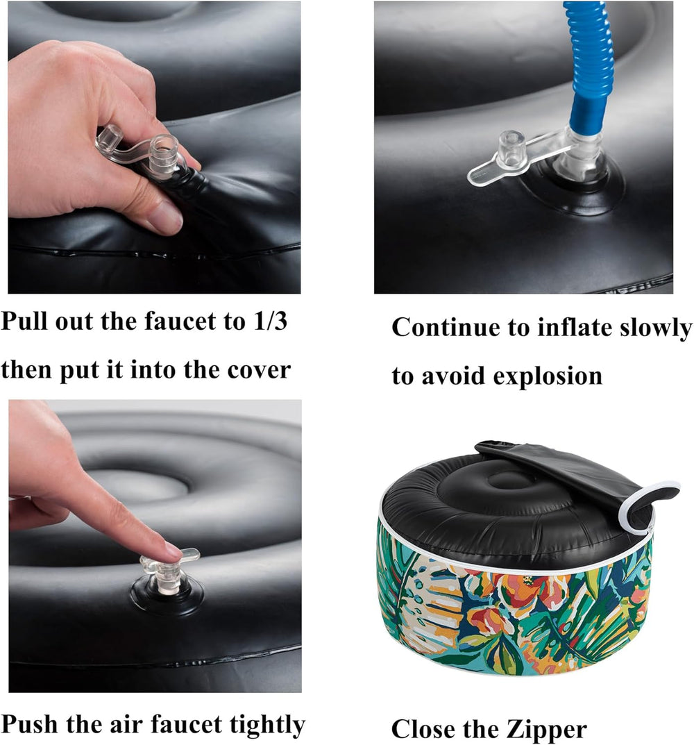 FUNHOME Inflatable Stool Ottoman Footrest with Handle, All Weather Footrest S...