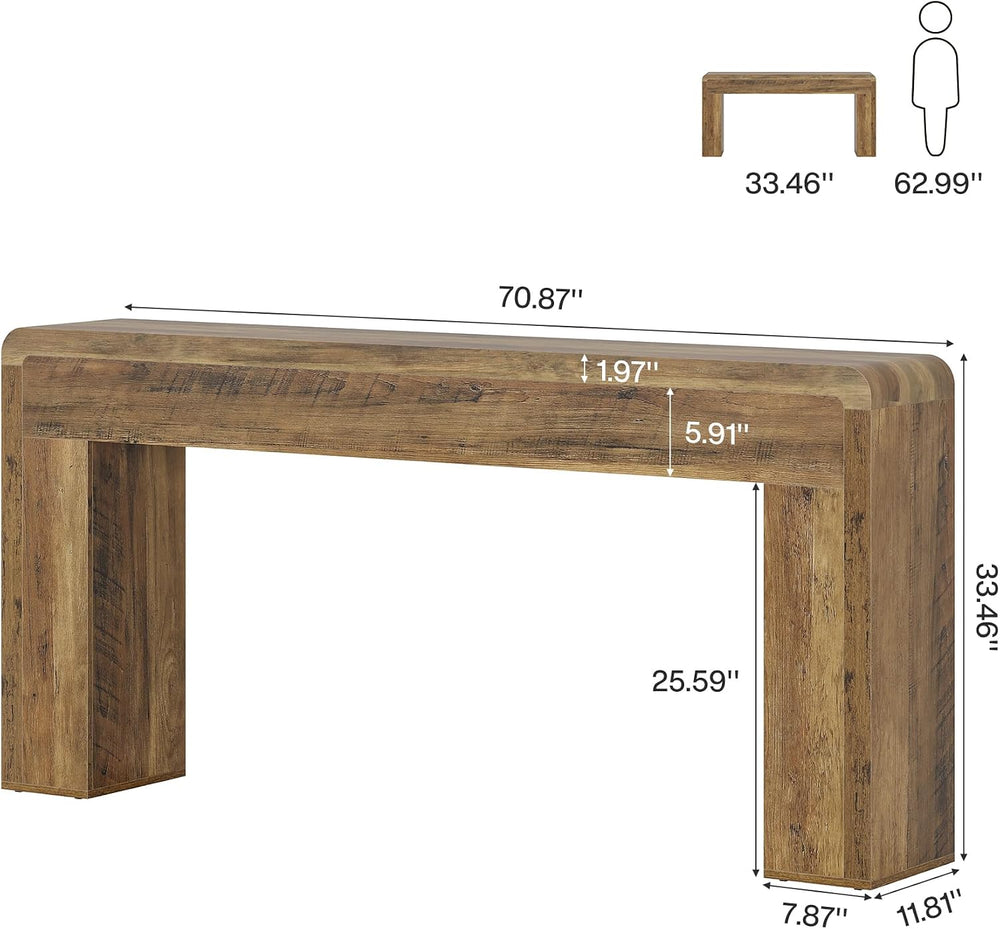 Tribesigns 70.9-Inch Extra Long Console Table | Rustic Wooden Sofa Table Behi...