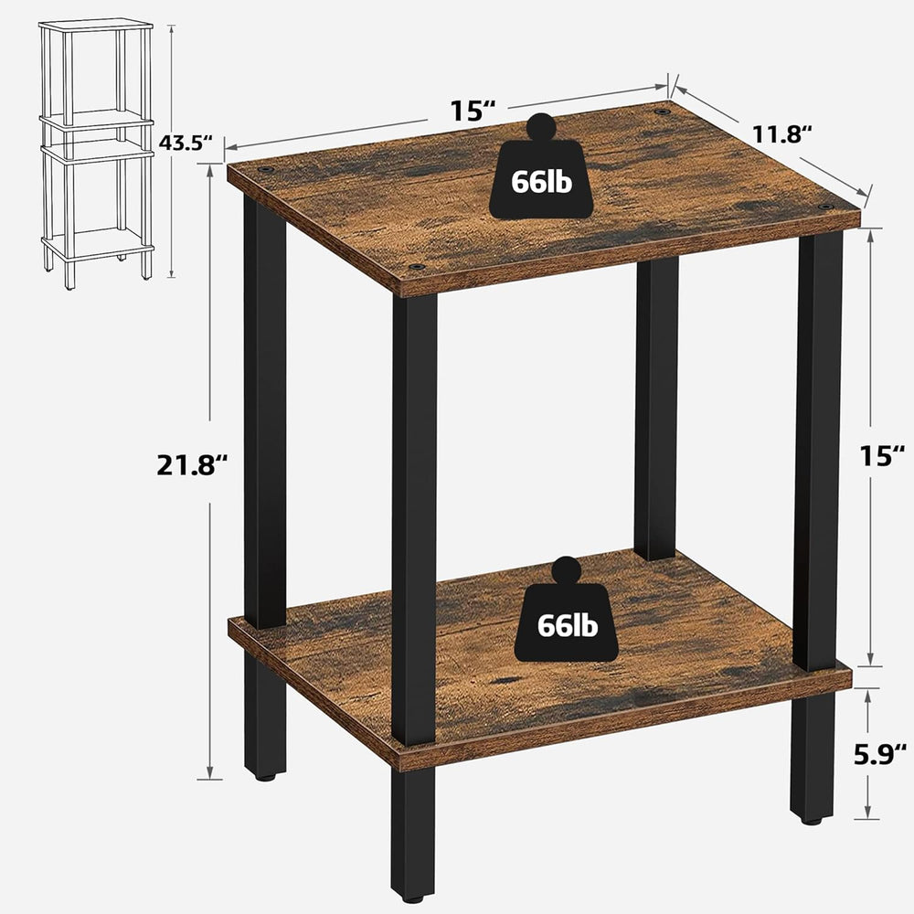 TUTOTAK End Table, Set of 2, Side Table, Nightstand, 2-Tier Storage Shelf, So...
