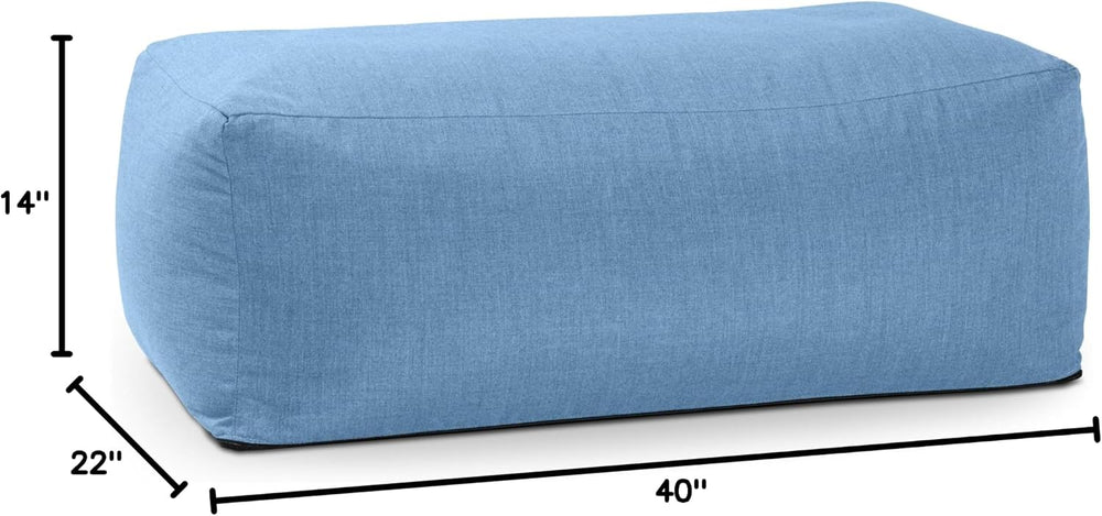 Jaxx Coza Ottoman - Large Outdoor Pouf & Footrest - Sunbrella, Ocean Blue