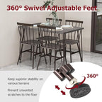 Tangkula Dining Table Set for 4, Kitchen Table and Chairs Set of 4 w/Metal Frame, 360° Swivel Feet, Space-Saving Dinette Table Set for Living Room, Restaurant, Breakfast Nook (Grey Oak)