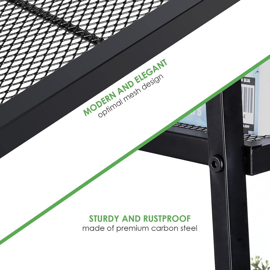 4 Tier Ladder Shelf, 23.6L x 13.8W x 57.9H Inch Industrial Bookcase Ladder-Shaped Plant Flower Stand Rack Storage Shelves for Living Room, Black (HSSC-1)