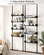 ALLZONE 4 Tier Over The Toilet Storage, Adjustable Wood Over Toilet Bathroom Organizer, Freestanding Shelves, Fit Most Showers Over The Toilet Shelf, 92 to 116 Inch Tall, Black