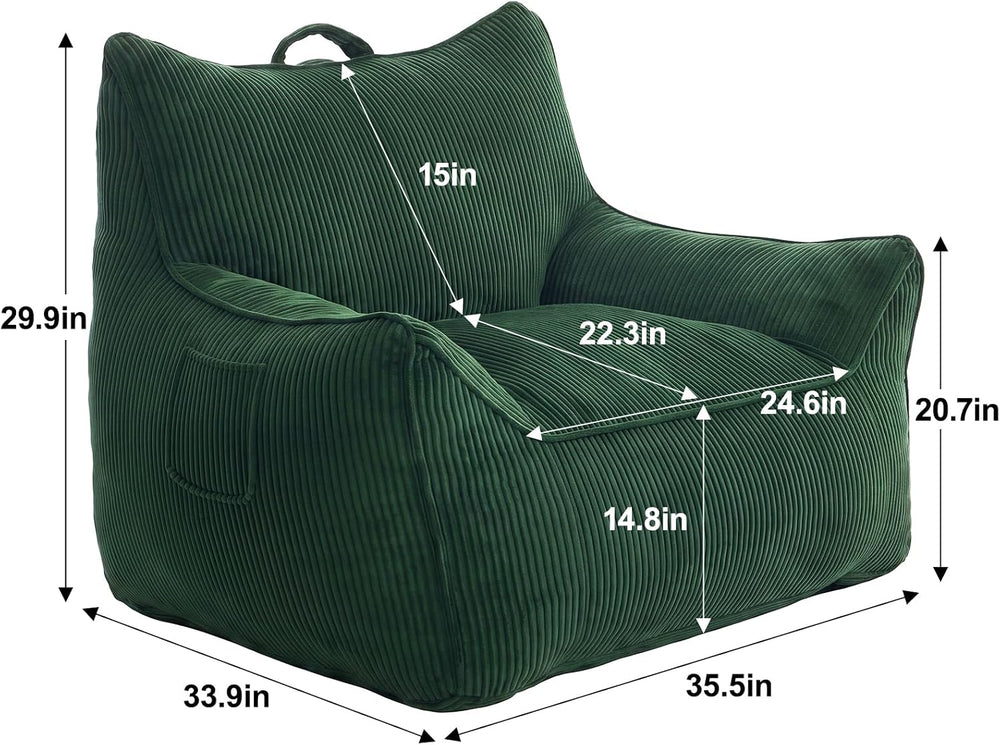 Vipbear Bean Bag Chair for Adults, Chair with Memory Foam | 35.5" Cordur...